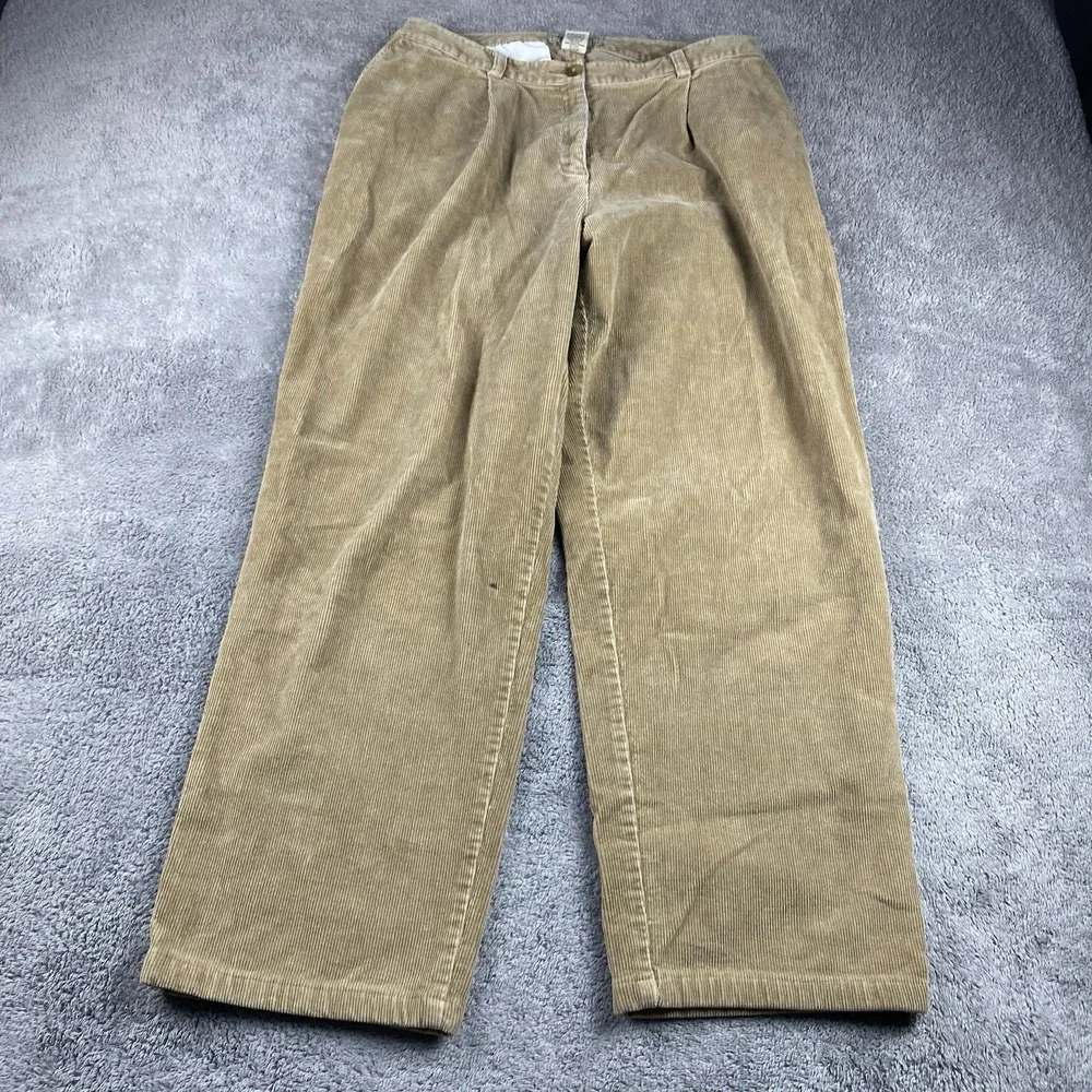 LL Bean Corduroy Pants Womens Size 12 Tall Brown High‎ Rise